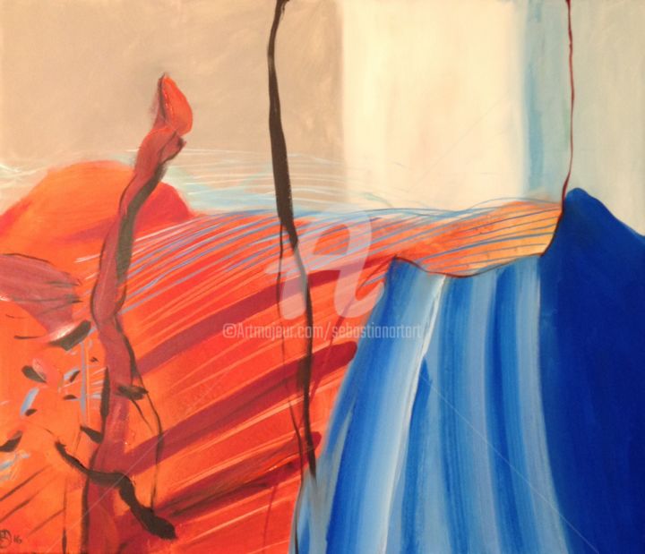 Malerei mit dem Titel "Rain Approaching" von Sebastian Olivier Burckhardt, Original-Kunstwerk, Acryl