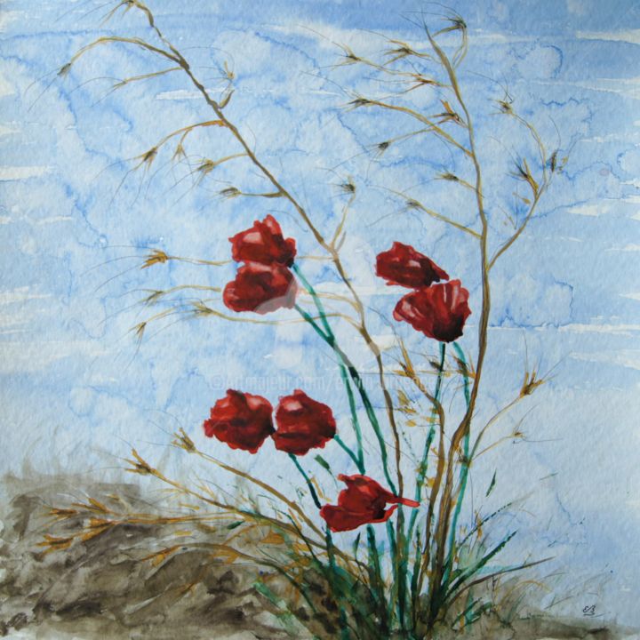 Mohnblumen 图画, 15.8x15.8 in