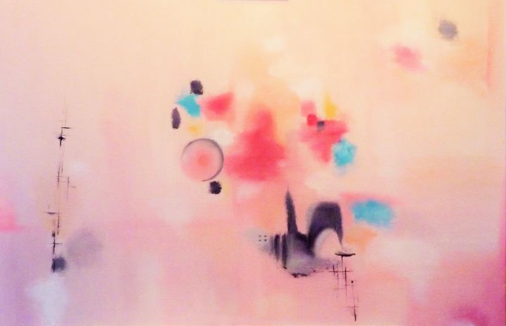 Painting titled "Au delà de la vie" by Passion Rebelle, Original Artwork, Oil Mounted on Wood Stretcher frame