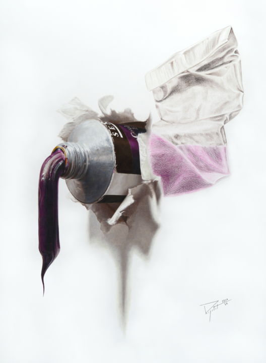 Drawing titled "De l'autre coté" by Patrick Rogelet, Original Artwork, Pencil