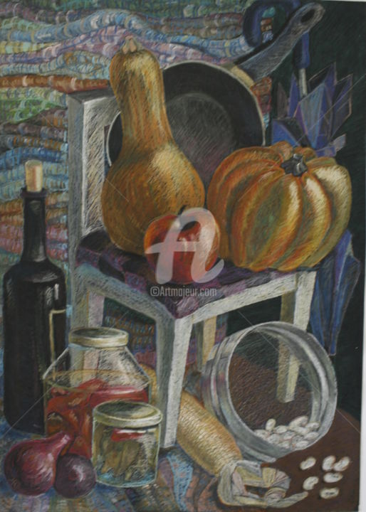 Tekening getiteld "Still Life" door Yuliana Vladova, Origineel Kunstwerk, Pastel