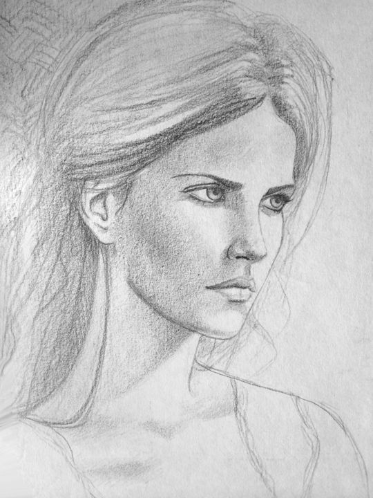 Desenho intitulada "Face" por Stanislao, Obras de arte originais, Lápis