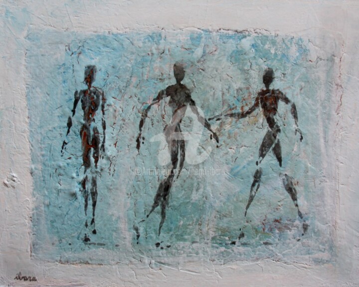 empreinte-n-17-peinture-d-ibara-acrylique-sur-toile-format-40cm-sur-50cm.jpg 绘画, 15.8x19.7 in