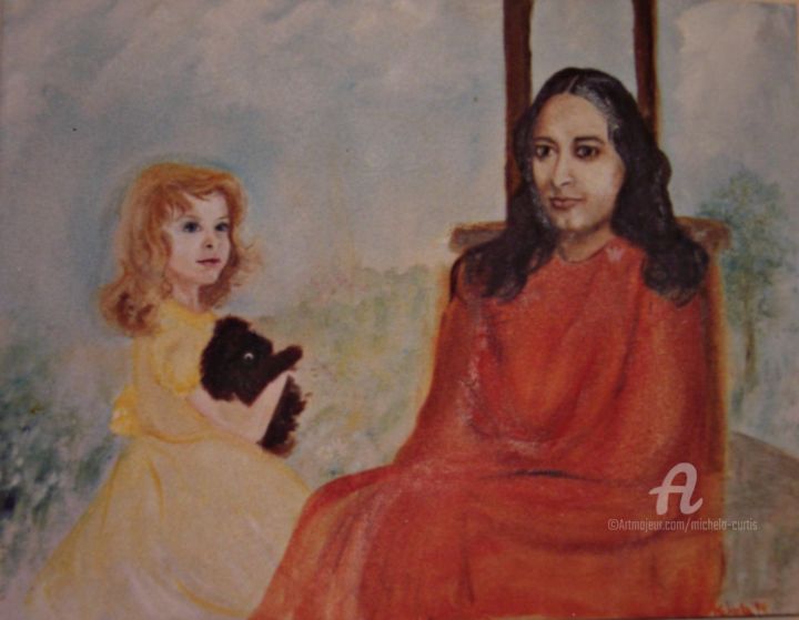 Ζωγραφική με τίτλο "Guruji and Julia" από Michela Curtis, Αυθεντικά έργα τέχνης, Λάδι