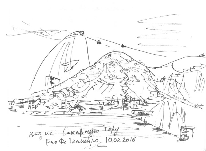 Drawing titled "Rio de Janeiro. 10…" by Dea Lieotto, Original Artwork, Ballpoint pen