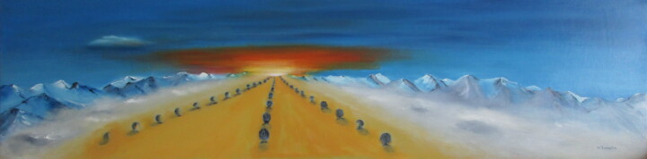 Peinture intitulée "" Résurrection "" par Martial Dumoulin, Œuvre d'art originale, Huile