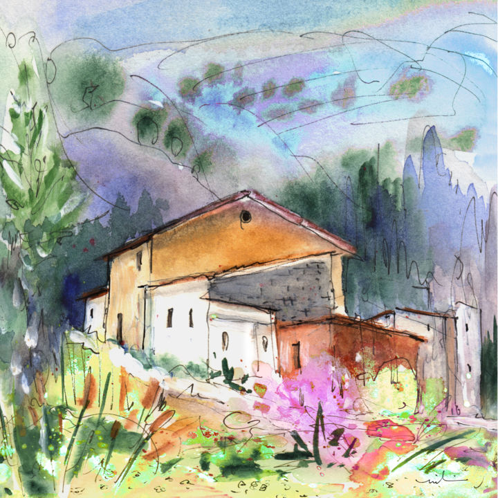 View From My Office In Spain 绘画, 5.1x5.9 in