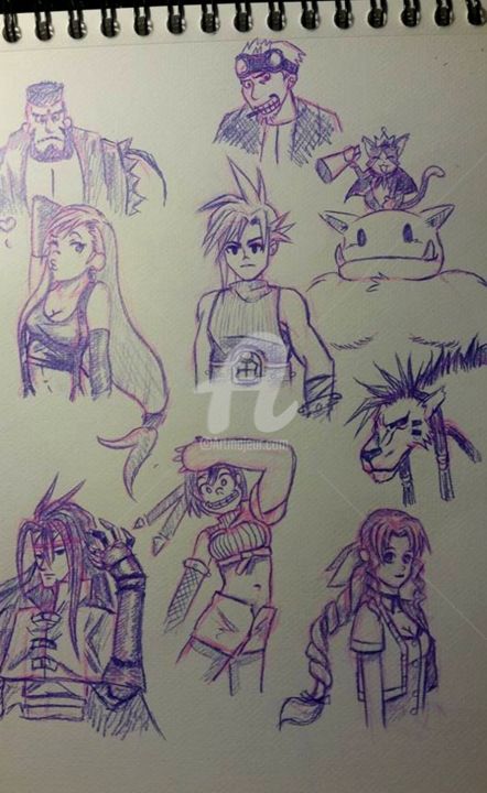 Drawing titled "Final fantasy 7 Car…" by Coco Kupo, Original Artwork, Pencil