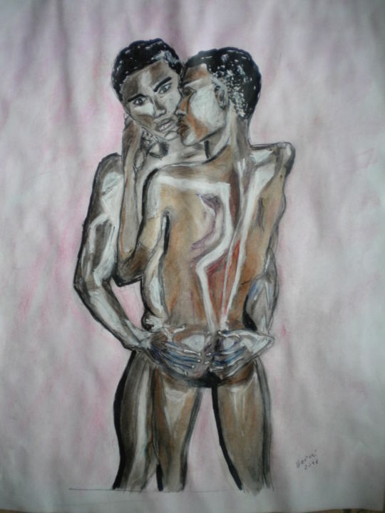 Painting titled "tout simplement to…" by Herve Yann Dubois, Original Artwork, Gouache