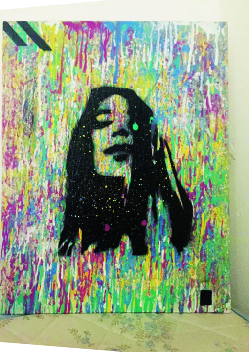 Painting titled "toile.jpg" by Kares, Original Artwork, Spray paint