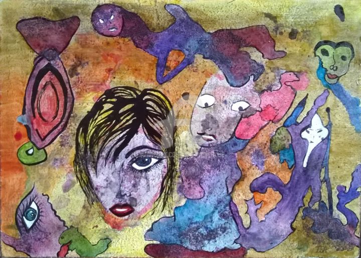 Rêve bizarre 绘画, 13.8x19.3 in
