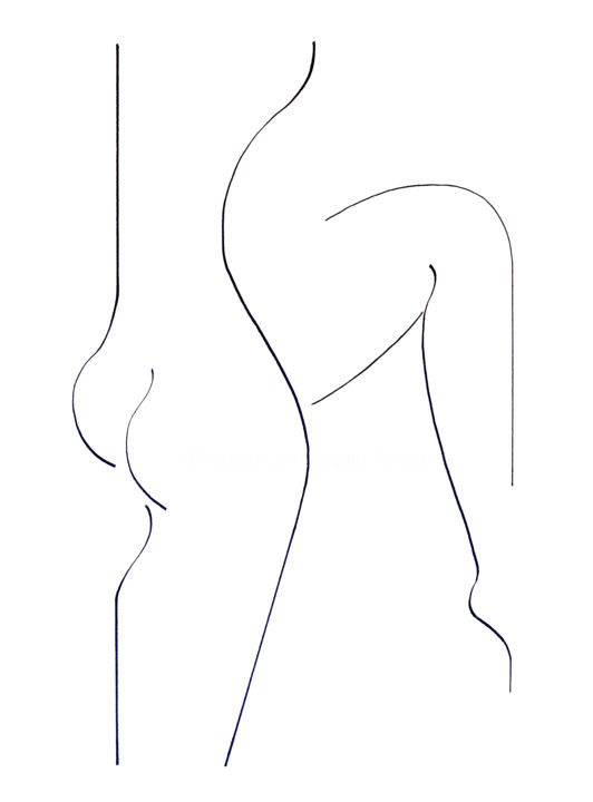 Disegno intitolato "Silhouette" da Hildegarde Handsaeme, Opera d'arte originale, Inchiostro