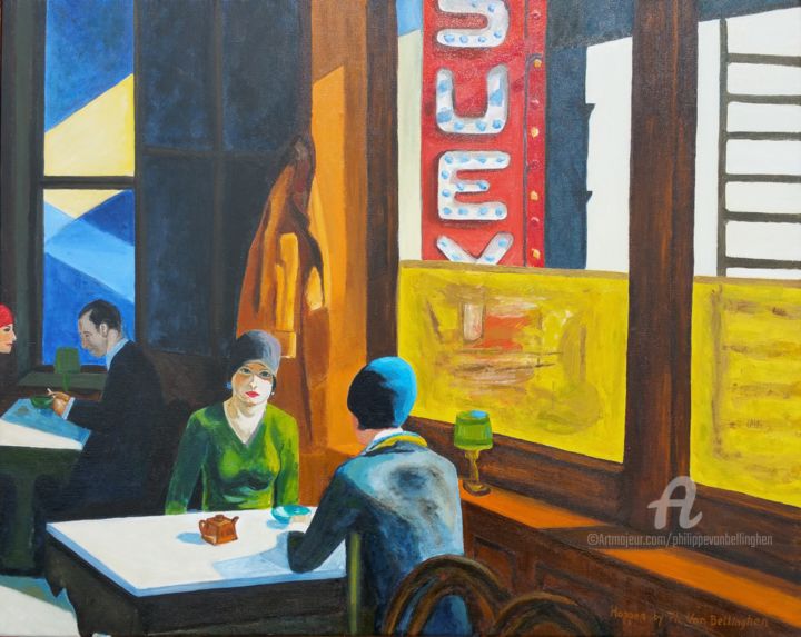 Peinture intitulée "Hopper - interpréta…" par Philippe Van Bellinghen, Œuvre d'art originale, Huile
