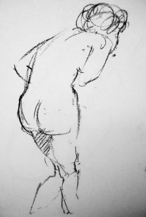Drawing titled "WOMAN CHARCOAL DRAW…" by Miguel Esquivel Kuello, Original Artwork, Charcoal