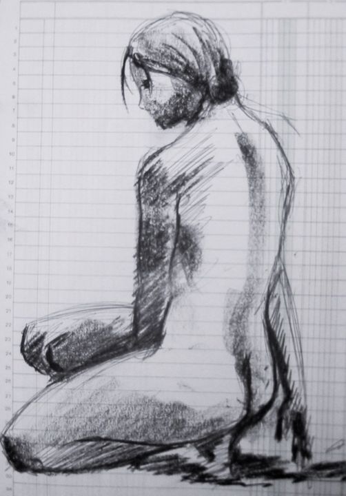 Drawing titled "ACCOUNTANT GIRL 7" by Miguel Esquivel Kuello, Original Artwork, Charcoal