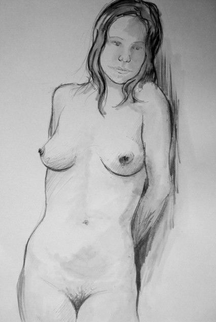 Drawing titled "HEINCH GIRL 6" by Miguel Esquivel Kuello, Original Artwork, Ballpoint pen