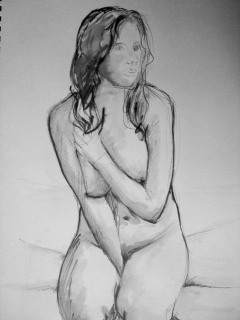 Drawing titled "HEINCH GIRL 5" by Miguel Esquivel Kuello, Original Artwork, Ink
