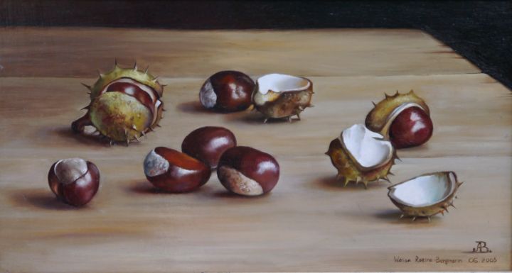 Painting titled "Kastanien" by Wassa Rosin-Bergmann, Original Artwork, Oil