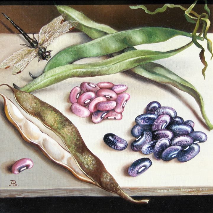 Painting titled "Feuerbohnen" by Wassa Rosin-Bergmann, Original Artwork, Oil
