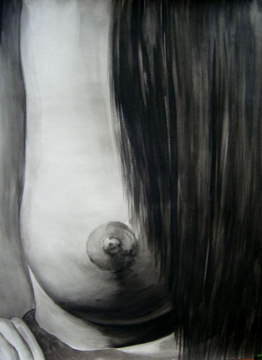 Zeichnungen mit dem Titel "DETAIL IN NUDE INK" von Miguel Esquivel Kuello, Original-Kunstwerk, Tinte