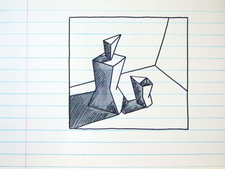 GLASS & BOTTLE DRAWING 图画, 14.2x18.9 in