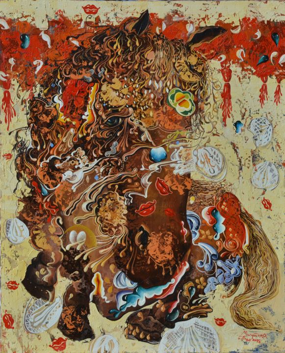 Painting titled "When glances kiss s…" by Milutin Obradovic, Original Artwork, Oil