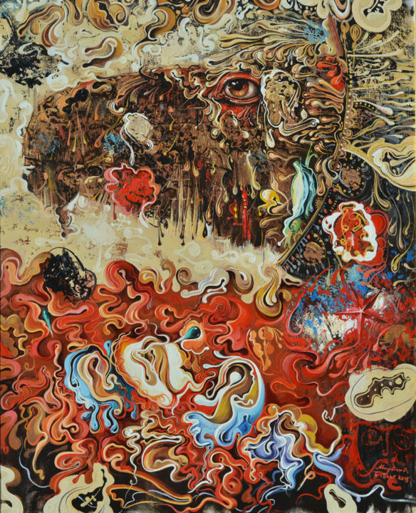 Painting titled "Hoping is a drawn w…" by Milutin Obradovic, Original Artwork, Oil