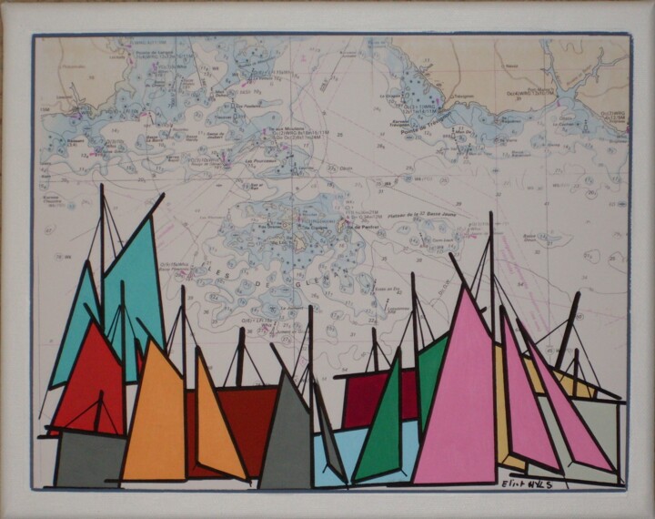 Peinture intitulée "Archipel des Glénan" par Nyls  Eliot, Œuvre d'art originale, Acrylique