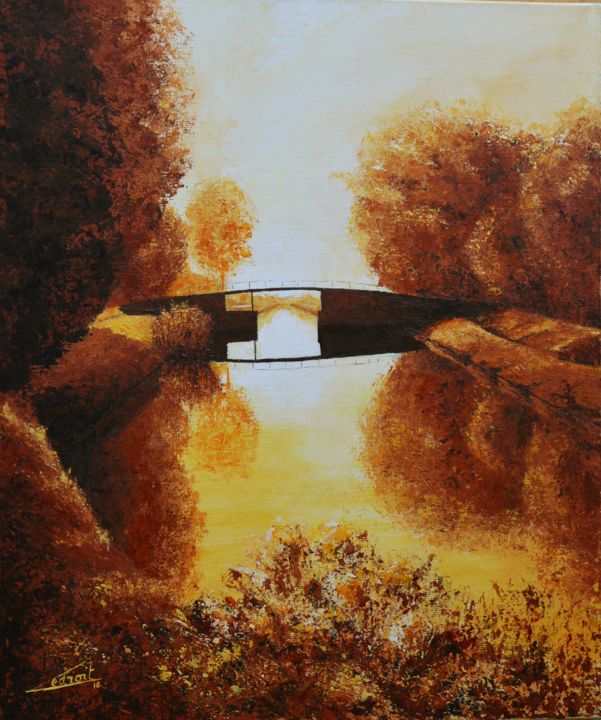 Ζωγραφική με τίτλο "REFLETS" από Stephanie Ledroit, Αυθεντικά έργα τέχνης, Ακρυλικό