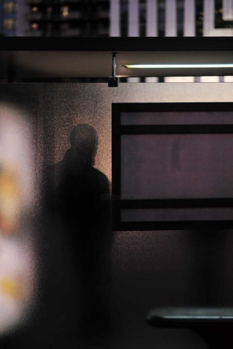 Schilderij getiteld "L'arrêt de bus 20" door Adrienne Arth, Origineel Kunstwerk