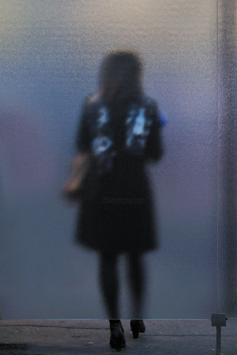 Schilderij getiteld "L'arrêt de bus 24" door Adrienne Arth, Origineel Kunstwerk