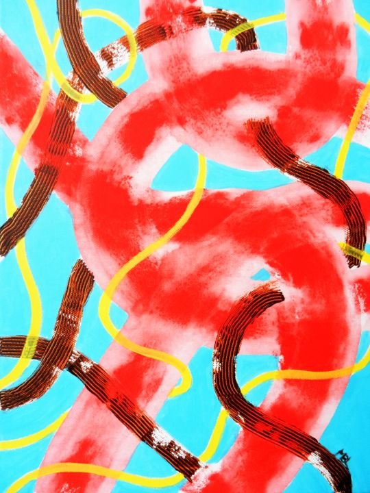 Painting titled "Entrelas 3" by Brigitte Mathé (MBL), Original Artwork, Acrylic