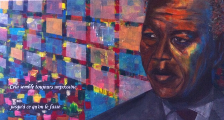 Peinture intitulée ""Nelson Mandela" -…" par Madeleine Mayen-Leize (art-mam.com), Œuvre d'art originale, Huile