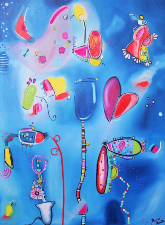 Painting titled "Alice" by Passion Rebelle, Original Artwork, Oil Mounted on Wood Stretcher frame