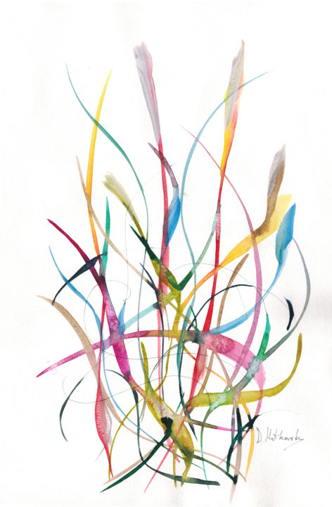 Painting titled "Unknown Flower 2 -…" by Dmitri Matkovsky, Original Artwork, Watercolor