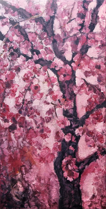 Peinture intitulée "Sakura 1" par Nathalia Chipilova, Œuvre d'art originale, Acrylique Monté sur Châssis en bois