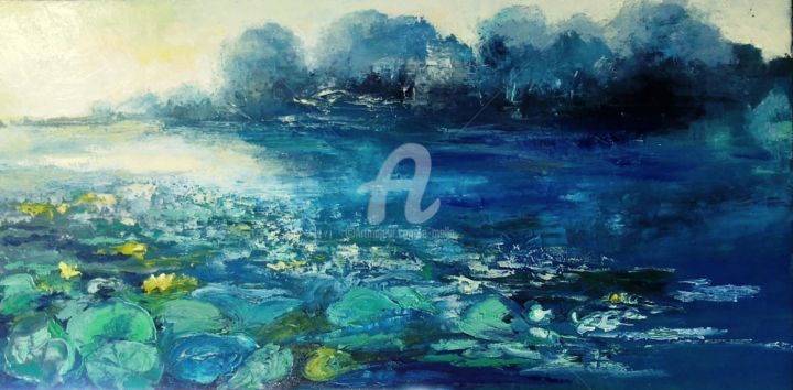 "Lumières sur le lac"  ou "Les nénuphars" 50x100