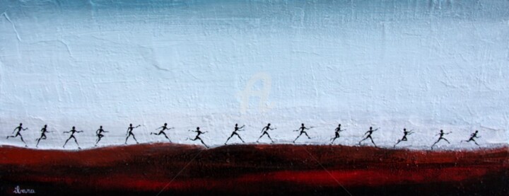 les-passants-peinture-d-ibara-acrylique-sur-toile-format-20cm-sur-50cm.jpg 绘画, 7.9x19.7 in