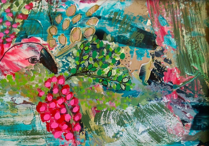 Painting titled "Cache cache" by Valerie Nunes, Original Artwork, Acrylic