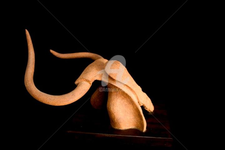 Sculptuur getiteld "Cabeza de toro" door A Pemán, Origineel Kunstwerk, Keramiek