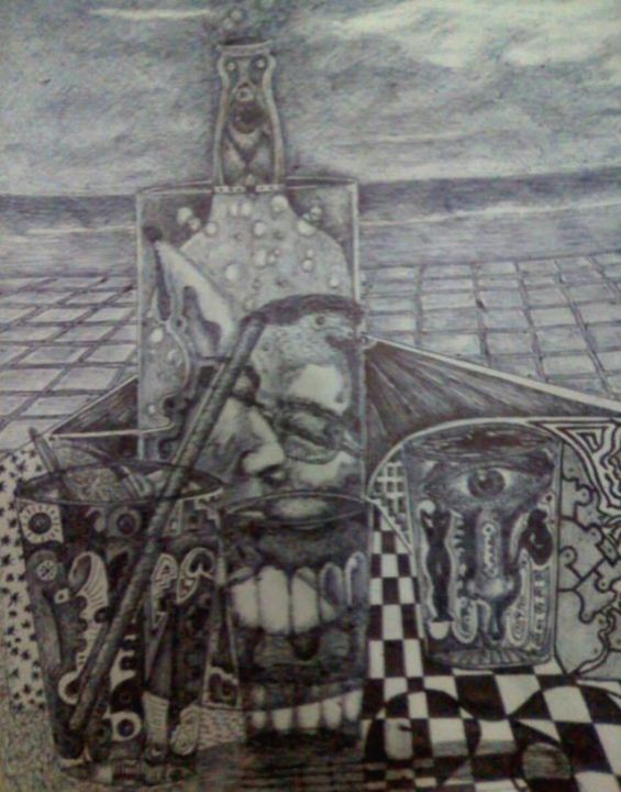 Desenho intitulada "Embriagues" por Vadison Almeida, Obras de arte originais, Canetac de aerossol
