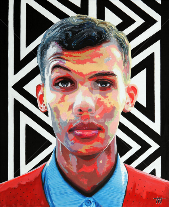 Peinture intitulée "Imigongo Stromae" par Jean-Jacques Venturini, Œuvre d'art originale, Huile