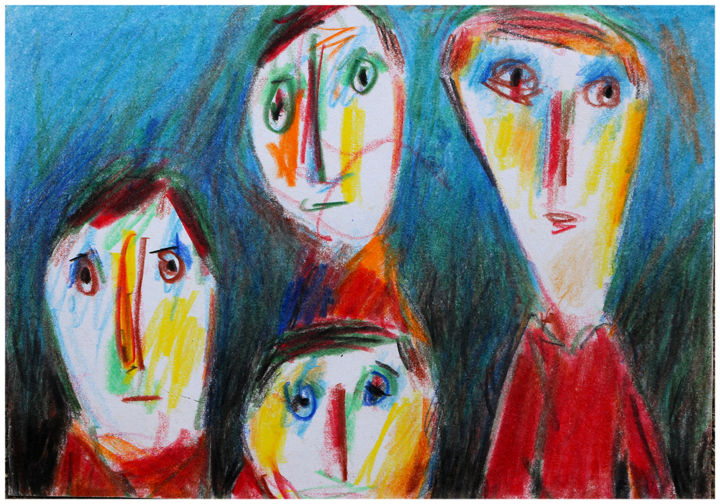 Desenho intitulada "copains d'école" por Jean Mirre, Obras de arte originais, Lápis