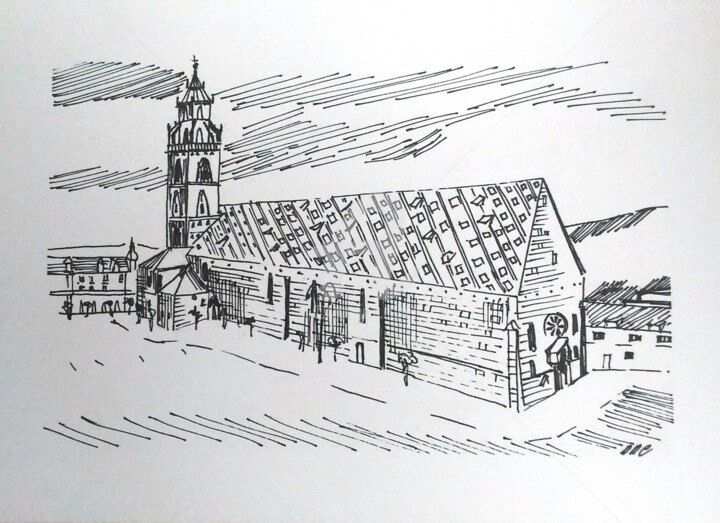 Drawing titled "Duomo" by Daniela Di Costanzo, Original Artwork, Ink