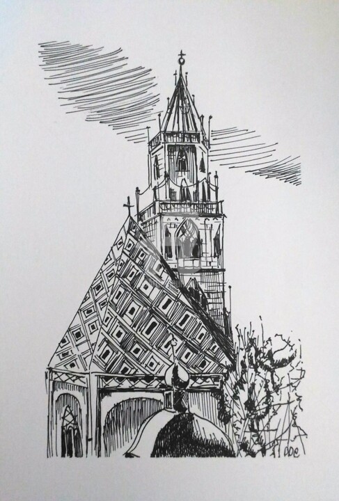 Drawing titled "Duomo" by Daniela Di Costanzo, Original Artwork, Ink