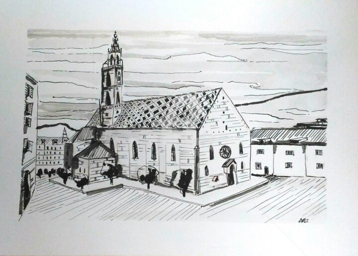 Drawing titled "Duomo" by Daniela Di Costanzo, Original Artwork, Ink