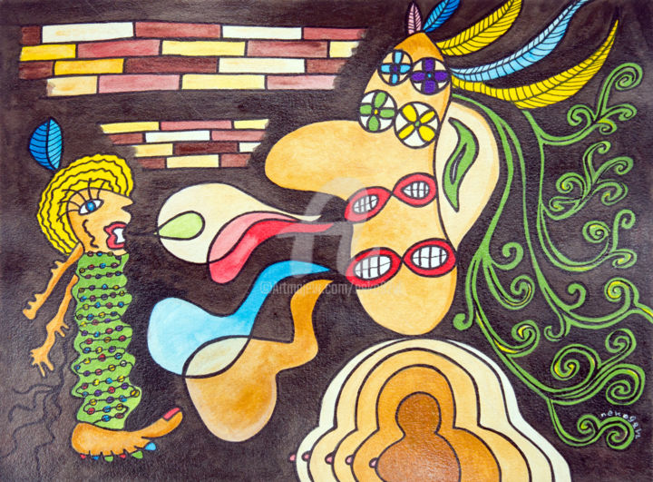 Drawing titled "Art singulier. Figu…" by Véronique Lestoquoy (neko92vl), Original Artwork, Ink