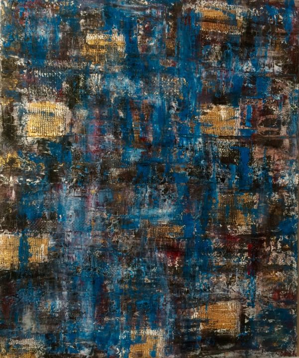 Ζωγραφική με τίτλο "Patchwork" από Wilcox, Αυθεντικά έργα τέχνης, Λάδι Τοποθετήθηκε στο Ξύλινο φορείο σκελετό