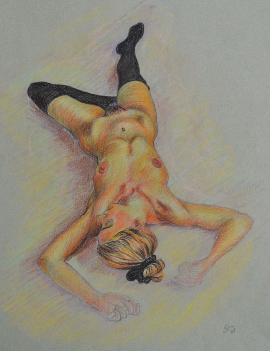 Disegno intitolato "Studio di modella 4a" da Stefano Di Marco, Opera d'arte originale, Matite colorate