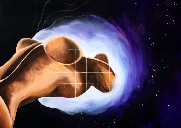 Painting titled "White hole trip" by Cococola, Original Artwork, Acrylic
